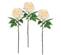 Flores artificiales, peonías, ramitas de peonías, flores de tallo artificiales, flores artificiales para ramos de flores artificiales y ramos de flores decorativas, juego de 3 unidades, melocotón