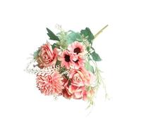 Flores artificiales, pequeñas flores artificiales, arreglos florales de dalia, decoración de margaritas para boda, habitación, oficina, decoración del hogar (E)