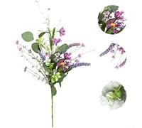 Flores artificiales, ramas de flores de primavera y Pascua con decoración de margaritas, esquejes de lavanda púrpura para arreglos florales del hogar (D)