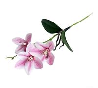 Flores artificiales realistas de orquídea Cymbidium, tallo de flores falsas de silicona suave para decoración del hogar, centro de mesa de boda, elegante arreglo floral de 39 cm, blanco (rosa)