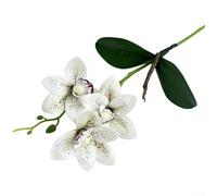 Flores artificiales realistas de orquídea Cymbidium, tallo de flores falsas de silicona suave para decoración del hogar, centro de mesa de boda, elegante arreglo floral de 39 cm, blanco (blanco)