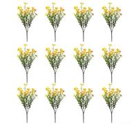 Flores artificiales resistentes a los rayos UV para uso en exteriores, paquete de 12 tallos de flores falsos para todo tipo de clima, decoración de plástico hiperrealista para césped, patio