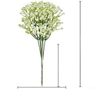 Flores artificiales suaves del aliento del bebé del PVC 3 tallos por el ramo para los ramos de boda (blanco)