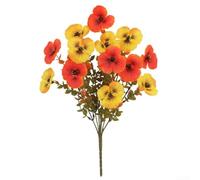 Flores artificiales tricolor violeta pensamiento, 35 cm, flores falsas para cama de jardín, decoración de vacaciones de Pascua (naranja + amarillo)