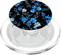 Flores Azul Blanco Floral Flore Patron Impresion PopSockets PopGrip para MagSafe