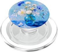 Flores Azul Blanco Floral Flore Patron Impresion PopSockets PopGrip para MagSafe