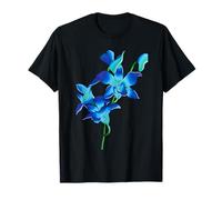 Flores Azules Orquídeas Flores en Estilo Floral Vintage Art Camiseta