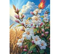 Flores Blancas en una Pradera florecida Rompecabezas 300 Piezas Cartón para Adultos Y Adolescentes Vida Silvestre y Mascotas Hobby Colección Toda La Familia Decoración Única Hogar 300