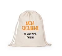 Flores Bolsa mochila de algodón con frase divertida "Non Seguirme Me Sono Perso" - Gym Bag ligera para deporte, playa y tiempo libre