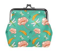 Flores botánicas Hojas libélula Monedero Cartera Bolsa Cambio Bolsa Regalos para Mujeres niños niñas Llavero