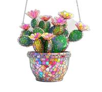 Flores Cactus Suncatchers 2D Acrílico Vitral Efecto Ventana Colgante Decoraciones de Jardín Regalo del Día de Valentín para Mujeres Cactus Sun Catchers