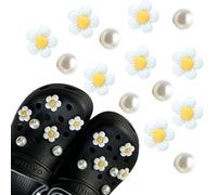 Flores Charms para Crocs, Linda Margarita Pin Croc Flor Adornos Croc Girasol Adorno Zapatos Niñas Regalos de Fiesta de Navidad de Cumpleaños (blanco)