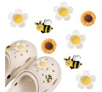 Flores Charms para Crocs, Linda Margarita Pin Croc Flor Adornos Croc Girasol Adorno Zapatos Niñas Regalos de Fiesta de Navidad de Cumpleaños (blanco amarillo)
