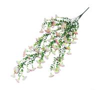 Flores colgantes artificiales de gloria de la mañana, vides sintéticas de seda realistas, resistentes a la intemperie, decoración de larga duración para pared de valla de jardín al aire libre (rosa)