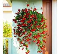 flores colgantes artificiales para exteriores, decoración de plantas colgantes falsas de 4 piezas, flor de seda sintética resistente a los rayos UV para jardineras exteriores, porche, patio balcón