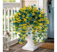 flores colgantes artificiales para exteriores, decoración de plantas colgantes falsas de 4 piezas, flor de seda sintética resistente a los rayos UV para jardineras exteriores, porche, patio balcón
