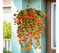 flores colgantes artificiales para exteriores, decoración de plantas colgantes falsas de 4 piezas, flor de seda sintética resistente a los rayos UV para jardineras exteriores, porche, patio balcón