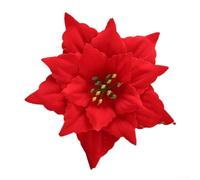 Flores colgantes de Pascua de Navidad con purpurina, adorno floral artificial para árbol, coronas navideñas, guirnaldas y uso festivo (lana roja)