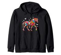 Flores Coloridas Caballos Salvajes Hombres Caballos Equitación Sudadera con Capucha