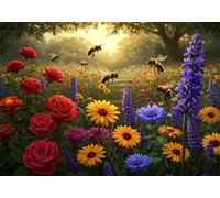 Flores Coloridas Puzzle de 30 Piezas para Adultos, Rompecabezas Adultos 30 Piezas Abejas Incluye Póster, Entretenimiento Educativo, Juego de Habilidad para Toda La Familia, Medidas:25x20cm