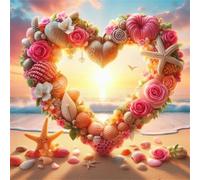 Flores Conchas Corazón Puzzle 70 Piezas,Rompecabezas DIY Adultos,Puzle Clásico para Adultos Entretenimiento Creativo, Juegos Desafiantes