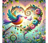 Flores Corazón Pájaros Puzzle 70 Piezas,Rompecabezas DIY Adultos,Puzle Clásico para Adultos Entretenimiento Creativo, Juegos Desafiantes