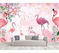 Flores Creativas De Color Rosa Y Morado Flamenco 3D Papel Pintado Pared Fácil Instalación Oficina Sala Estar Sofá Dormitorio TV Fondos Decoración-200cm×140cm
