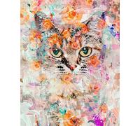 Flores Cuadros para Pintar por Numeros, Gato Pintar por Numeros, Kit de Pintura al óleo de Lienzo DIY Para con Pinceles arte Sets For beginners, Sin marco, Decoración Paredes Domésticas 50x70cm Q-202