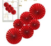 Flores de abanico de papel rojo, decoraciones de abanicos de papel s - 6X Decoración de pared de ventilador de Año Nuevo,Guirnaldas decorativas de flores de para decoraciones de fiestas de bienv