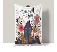 Flores De Acuarela Manta De Franela 3D Suave - Cubre Sofá Cama 70X100Cm, Edificios Lindos Estampado Beige, Polar Caliente Lavable, Hogar Dormitorio Ligero Adecuado para Viajar