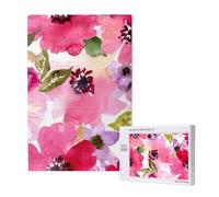 Flores de Acuarela Rosa Fucsia,Rompecabezas de Madera de 1000 Piezas para Adultos y Adolescentes.