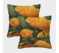 Flores de amapola-estilo de ilustración botánica Fundas De Cojín Del Sofá Juego De 2 Available All Seasons Fundas De Almohada Decorativos Cuadrado Almohada Funda De Almohada Sala Casa Decor 50x50cm