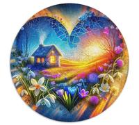 Flores de Amor 1000 Pieza Rompecabezas Juegos De Puzzle Creativo Rompecabezas Redondos Aliviador del Estrés para Regalos De Viaje, Presente 1000pcs (67.5x67.5cm)