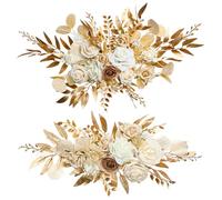 Flores de Arco de Boda 2 PPC Libros de Arco de Color de champán Realista con Clips y Corbatas de bajo Mantenimiento de Seda y decoración de la Boda de plástico para un Signo de Bienvenida, telón de f