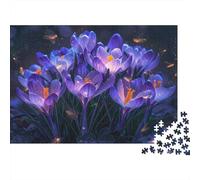 Flores de Azafrán Moradas Puzzle de 1000 Piezas Papel para Adultos Noche Luciérnagas Puzzle para Toda la Familia 52x38cm/1000pcs