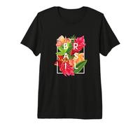Flores de Brasil Word Art - Orgullo Brasileño Camiseta Premium