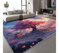 Flores De Cerezo árboles Grandes Alfombra Shaggy para Salón habitación de los Niños Dormitorio Sueño Arquitectura Interior Suave de Pelo Corto Alfombra Antideslizante Muy Suave 140x200 cm