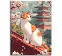 Flores De Cerezo Diamond Painting, Gato Diamond Painting adultos 90x120cm ,Pintar Por Numeros Adultos Kit ,Bordado Kit Completo Cuadro Diamantes ,Dibujos Con Diamantes Art ,Decoracin del Hogar C-Q505