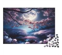 Flores de Cerezo iluminadas por la Luna Puzzles 1000 Piezas Papel Reciclado para Adultos Puzzle para Adultos Imposible difícil desafiante Excelente Idea de Regalo para Hombres y Mujeres