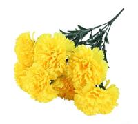Flores de clavel de seda realistas de 7 cabezas para la sala de estar de personas mayores, área común o espacio de cuidado de la memoria con materiales seguros (amarillo)