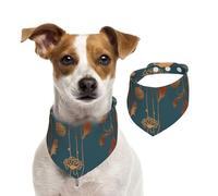 Flores de Cobre Art Déco,Pañuelos de algodón para Perros, Bufandas Ajustables para Mascotas,L