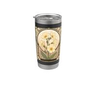 Flores de cumpleaños de Primrose Febrero Estilo Art Nouveau Vaso térmico de acero inoxidable de doble pared