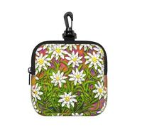 Flores de Edelweiss suizas,Bolsa de Almacenamiento Cuadrada con Cremallera, Monedero de Neopreno, Carteras pequeñas, Monedero pequeño, Monedero