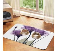 Flores de Esperanza de Color púrpura Lavanda,Tapete para Comida de Mascotas, manteles Individuales de Cuero sintético para Gatos y Perros,40x60cm
