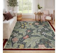 Flores de Estilo Pastoral, Alfombra, claveles, Lirio, alfombras de Hoja de acanto, Cocina, Alfombra Antideslizante Lavable para salón, Debajo de la terraza de la Mesa 90x150cm