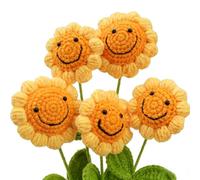 Flores de ganchillo, 5 piezas de flores de ganchillo, adornos de flores artificiales de ganchillo hechos a mano para el día de la madre de las niñas, regalo de boda, ramo de aniversario, día de San