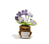 Flores de ganchillo hechas a mano Olvídame no regalos Flor de ganchillo hecha a mano con tarjeta inspiradora Flores de punto para amigos Amante de la Flor de ganchillo bonita escritorios (púrpura)