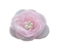 Flores de gasa, flores de tela, 4 unidades, 4,3 pulgadas, gasa perlada, for manualidades, bodas, fiestas, decoración del hogar,coronas, decoración del jardín.(Pink)