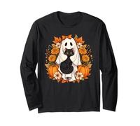 Flores de Gato Negro Fantasma de Halloween Manga Larga