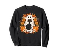 Flores de Gato Negro Fantasma de Halloween Sudadera